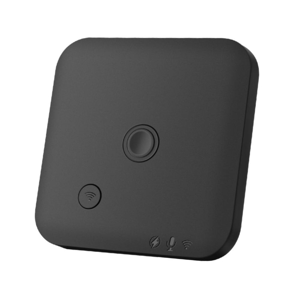 Black square device with various connectivity symbols on a white background