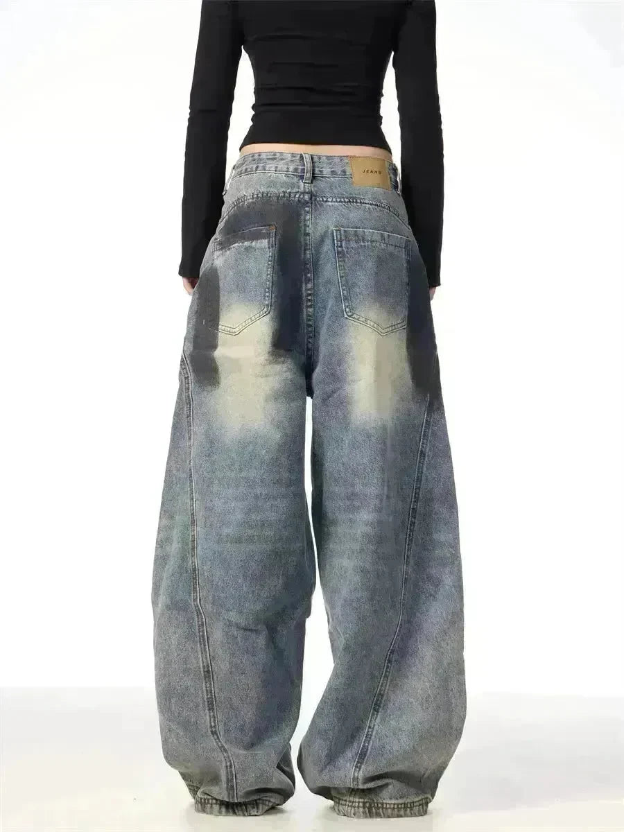 Splash Ink Ripped Machete Baggy Jeans Pant For Women Loose-fitting Wide-leg Trousers - EX-STOCK CANADA