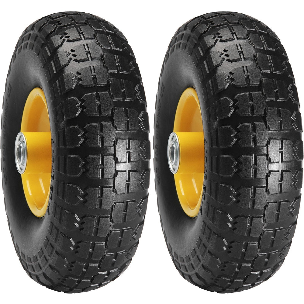 Solid PU Run-Flat Tire Wheel, 2-Pack, 400 Lbs Dynamic Load, 450 Lbs Static Load, Flat Free Tubeless Tires And Wheels For Hand Truck, Utility Cart, Dollies, Garden Trailers, Various Carts EX-STOCK
