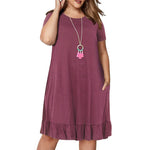 Plus Size Summer Dresses Round neck Short Sleeve Mini dress - EX-STOCK CANADA