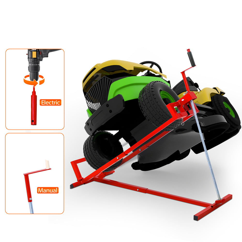 Élévateur pour tondeuse à gazon en acier robuste, capacité 880 lbs, cric pour tondeuse à gazon, élévateur pliable pour tracteur de jardin, cric télescopique d'entretien avec poignée manuelle et pour outils électriques pour tondeuses et tracteurs de jardin, rougeEX-STOCK Canada 