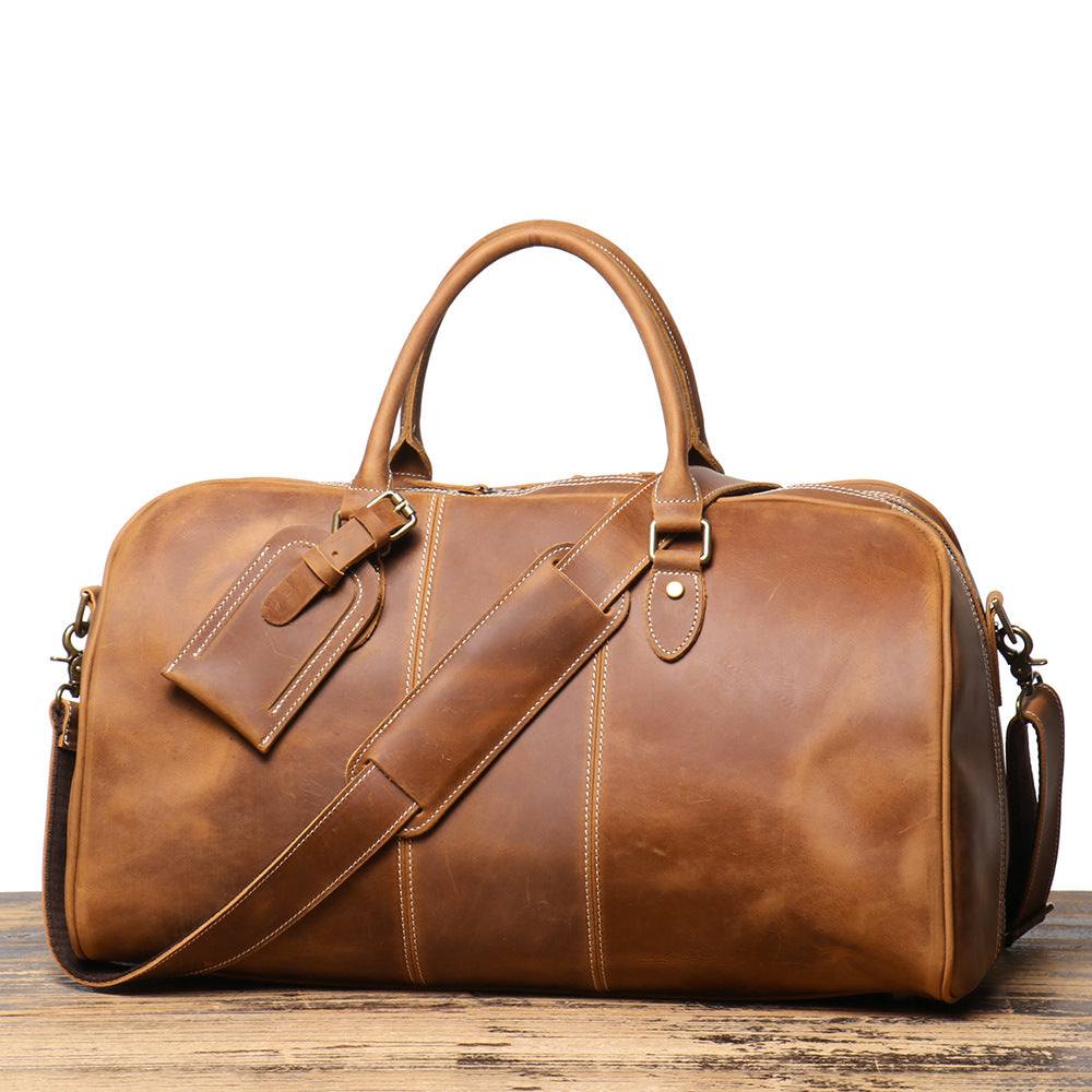 Retro New Men's Genuine Leather Portable Travel Bag | EX-STOCK Canada 