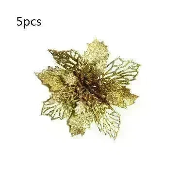 Glitter Artifical Christmas Flowers Christmas Tree Decorations For Home Fake Flowers Xmas Ornaments New Year Decor - EX-STOCK CANADA