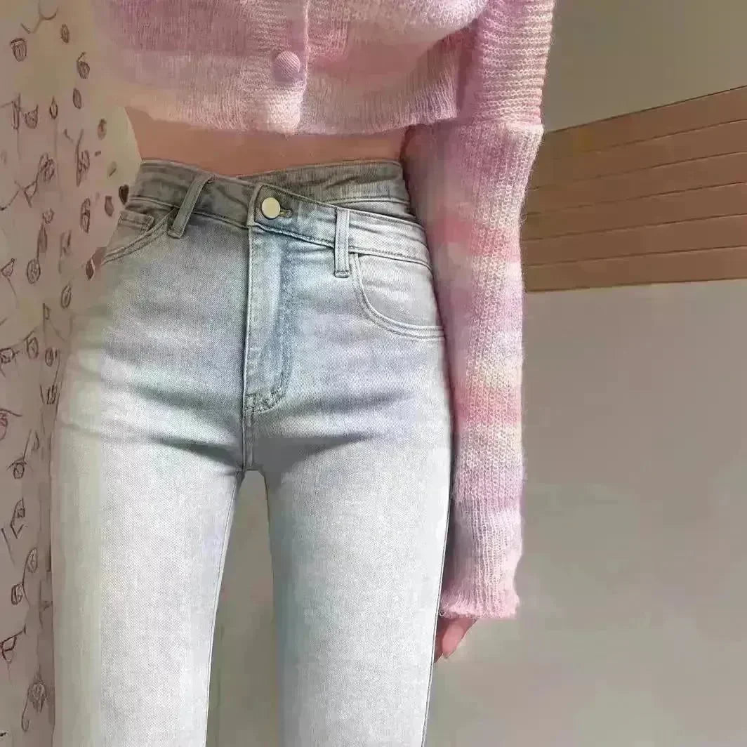 Women's Light-colored High Waist Bootcut Jeans - EX-STOCK CANADA