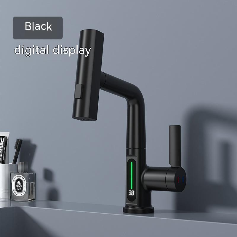 Intelligent Digital Display Faucet Pull-out Basin Faucet Temperature Digital Display Rotation EX-STOCK Canada 