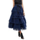Summer Long Wave Ruffle Layered Ruched High Waist Midi tulle Skirt - EX-STOCK CANADA