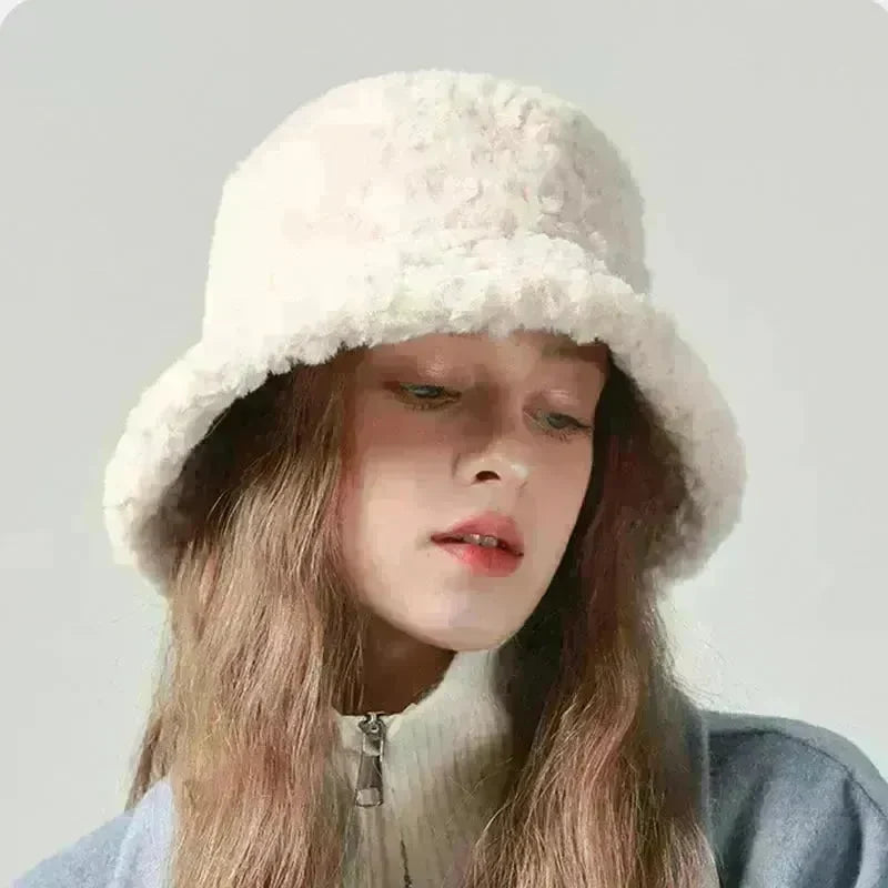 Lambswool Fisherman Sherpa Fleece Hat Winter Warm Fashionable Solid Color Hats For Women - EX-STOCK CANADA