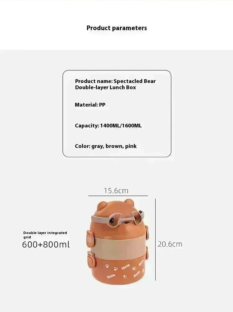 Cartoon Bear Double-layer Portable Lunch Box for Kids - EX-STOCK CANADA