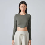 Slim Fit Long Sleeves Cropped Women's Sports Workout Clothes - EX-STOCK CANADA