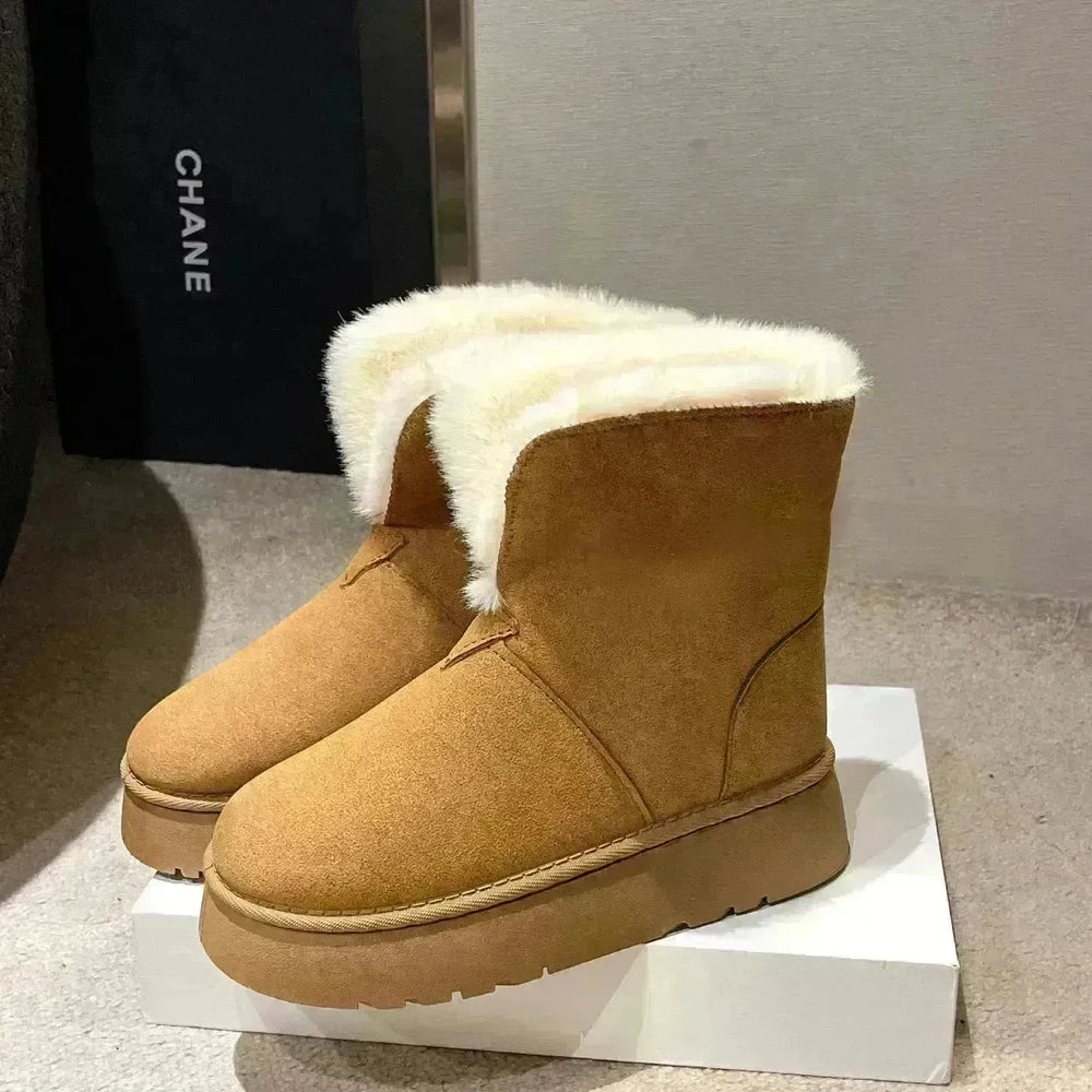 Winter Warm Snow Boots New Fashion Foldable Fleece Cotton Shoes For Women Plus Velvet And Thickened Plush Ankle Boots - EX-STOCK CANADA