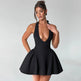 Elegant Ladies Deep V-neck flared Halter Neck Mini dress for Party Club Date - EX-STOCK CANADA