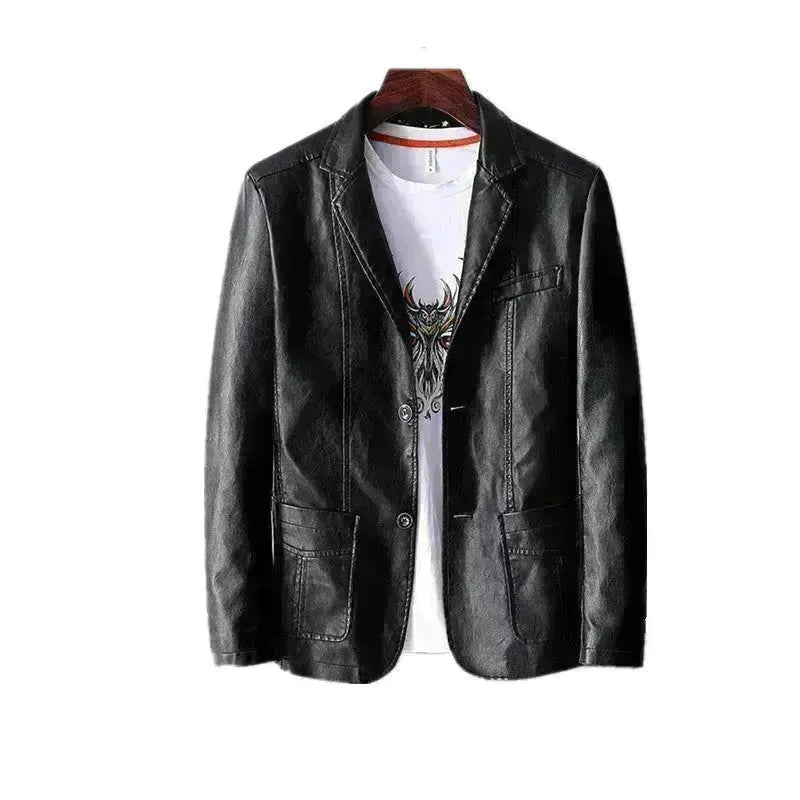 Leather Men's Autumn And Winter Jacket Thin Lapel