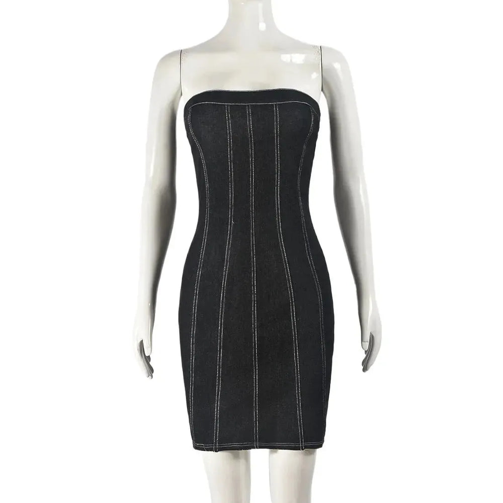 Fashion Backless Tube Denim Dress Summer Sexy Y2K Slim Short Dresses For Women Clothing - EX-STOCK CANADA