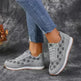 Flower Print Lace-up Sneakers Casual Fashion Lightweight Breathable Walking Running Sports Shoes Women Flats - EX-STOCK CANADA