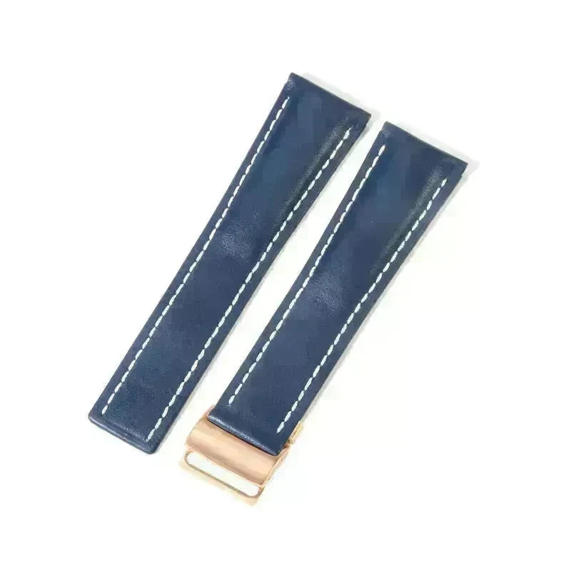 22mm 24mm Black Brown Blue Bamboo Grain Cowhide Watch Strap - EX-STOCK CANADA