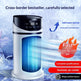 Air cooler with digital display on a blue water droplet background