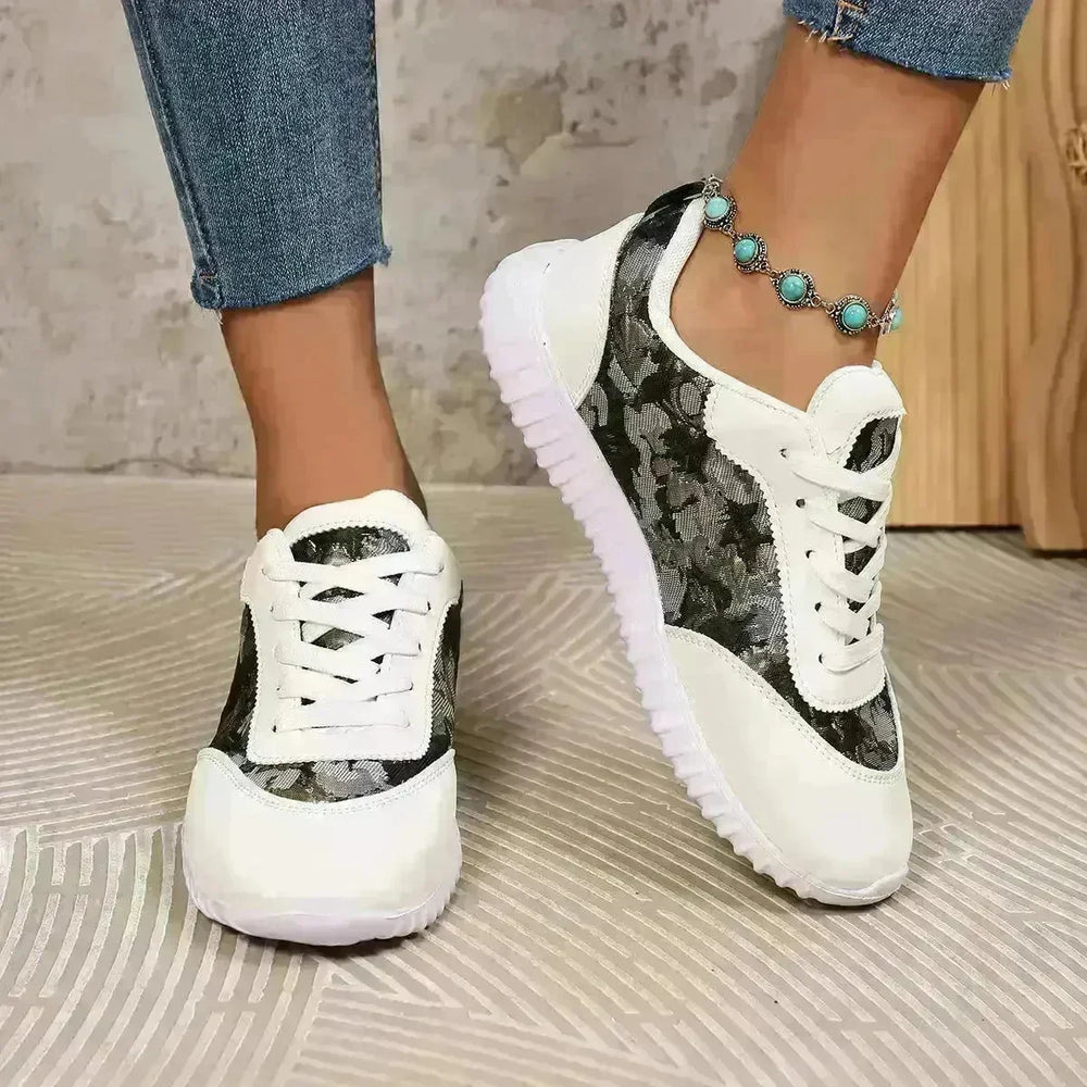 Versatile Lace-up Flat Shoes Casual Lightweight Thick-soled Running Sports Shoes Low-top Breathable Sneakers For Women - EX-STOCK CANADA