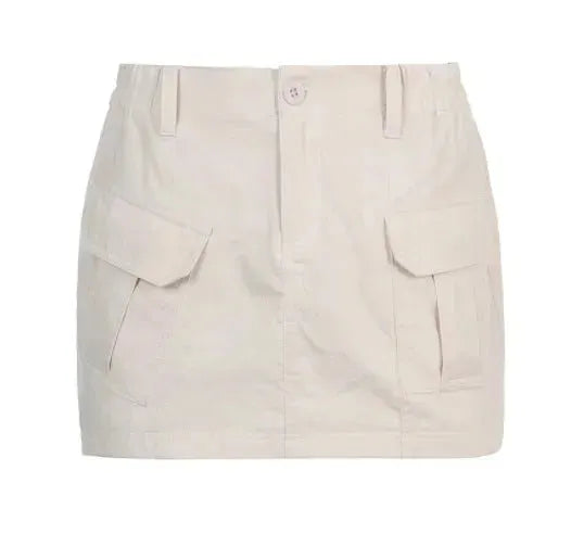 Simple Tooling Style Pocket Army Green Woven Hot Girl A- Line Mini Hip Cargo Skirt Summer - EX-STOCK CANADA