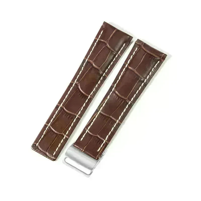 22mm 24mm Black Brown Blue Bamboo Grain Cowhide Watch Strap - EX-STOCK CANADA