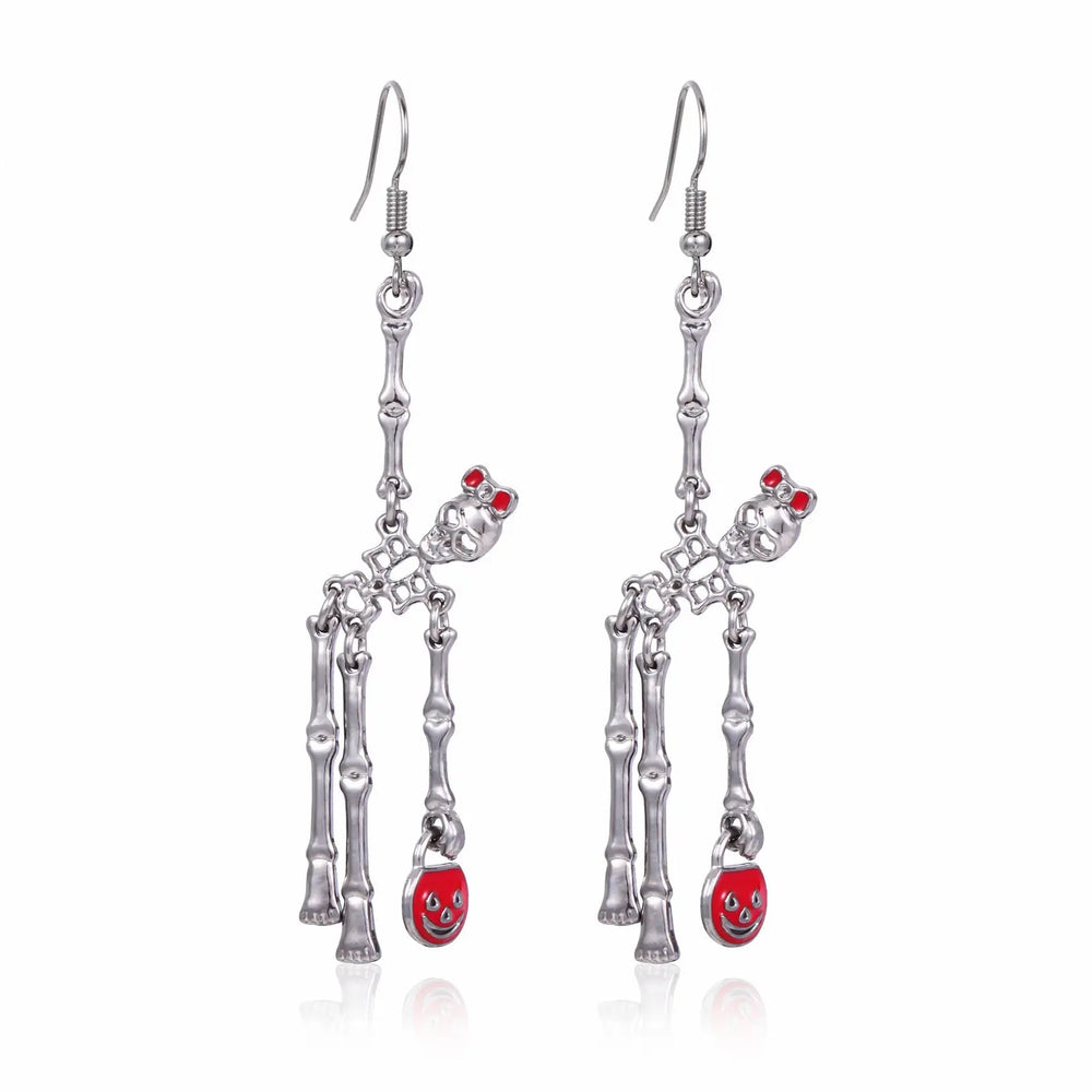 3pcs Halloween Skeleton Earrings And Necklace Set Creative Retro Personality Jewelry Accessories - EX-STOCK Canada