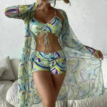 3pcs Pring Bikini With Long Sleeve Cardigan Fashion Summer Beach Swimsuit Women - EX-STOCK CANADA
