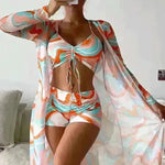 3pcs Pring Bikini With Long Sleeve Cardigan Fashion Summer Beach Swimsuit Women - EX-STOCK CANADA