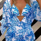 3pcs V-neck Swimsuit Suits Summer Leaf Print Waist-tie Bikini Fashion Long-sleeved Beach Sun-protection Clothing Womens - EX-STOCK CANADA
