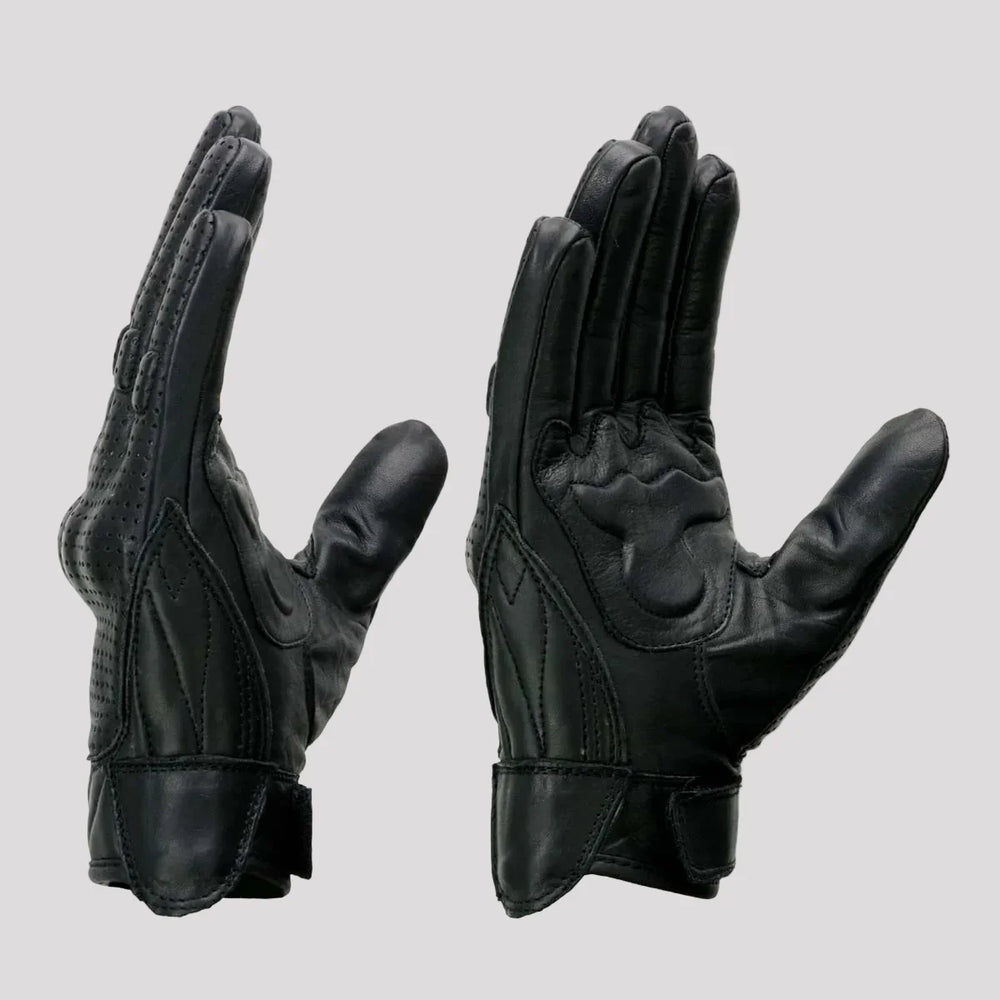 Open Road Men's Perforated Armored Leather Motorcycle Gloves 
