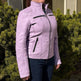 Women's Classic Lamb Leather Jacket. Round Collar with Studs, 4 Zippered Pockets & Shoulder Accent Stitching 