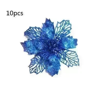 Glitter Artifical Christmas Flowers Christmas Tree Decorations For Home Fake Flowers Xmas Ornaments New Year Decor - EX-STOCK CANADA