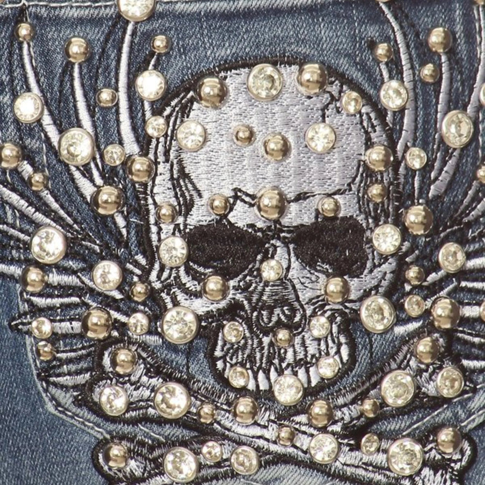 Platinum Plush Women's Rhinestone Skull & Bones Bootcut Jeans EX-STOCK Canada 
