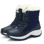 Botas de nieve de invierno Femenina de zapatos de algodón de algodón impermeable al alto tobillo más zapatos de terciopelo