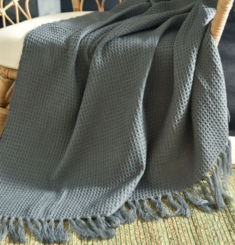 Fringed Knitted Small Blanket Napping Blanket Sofa Blanket EX-STOCK Canada 