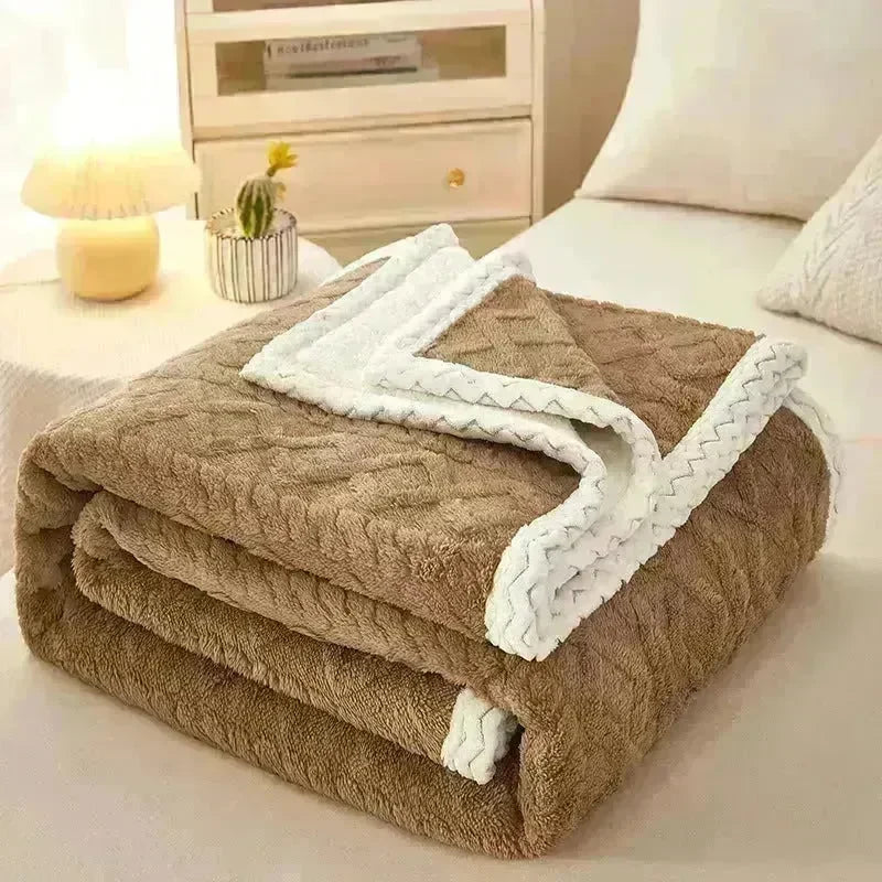 Blanket Double Thickened Warm Coral Fleece Sofa Winter Blanket - EX-STOCK CANADA