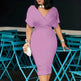 Women's Back Zipper dress Elegant Deep V Neck Wrap Bodycon Dress Pencil Midi Dress EX-STOCK