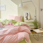 Solid Color Four Piece Lace Edge Duvet Cover EX-STOCK Canada 