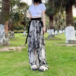 New Painting Ice Silk Wide-leg Baggy Trouser Pants Summer Women - EX-STOCK CANADA