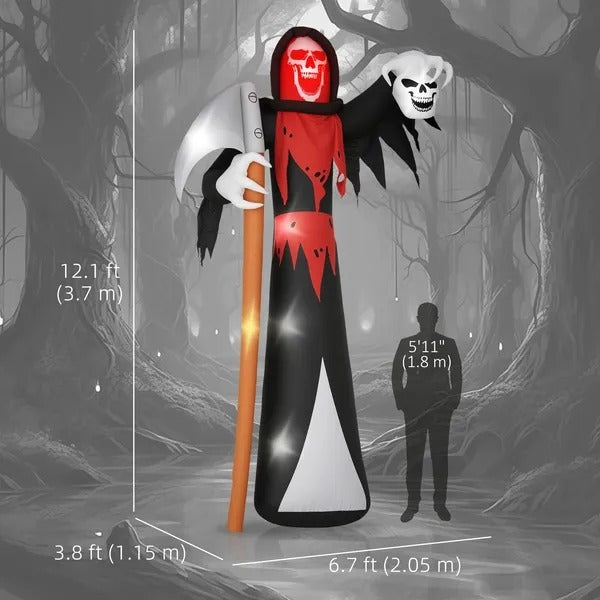 12 FT Halloween Inflatable Grim Reaper, Blow Up Garden Decor With Built-in Lights For Halloween Party Indoor, Outdoor EX-STOCK Canada 