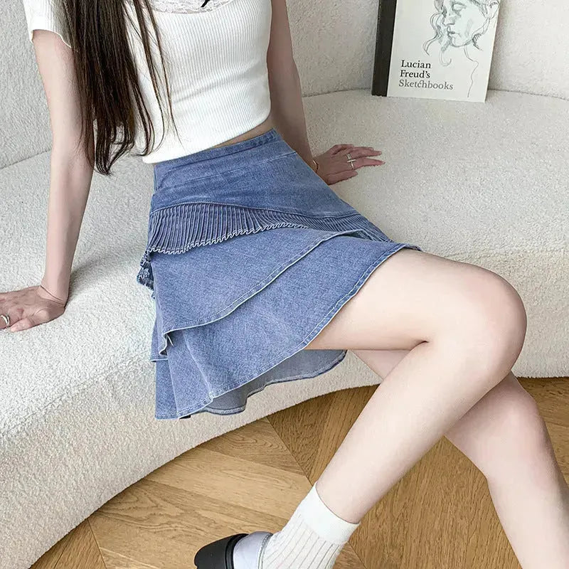 Elastic Waist short Denim Mini Jeans skirt - EX-STOCK CANADA