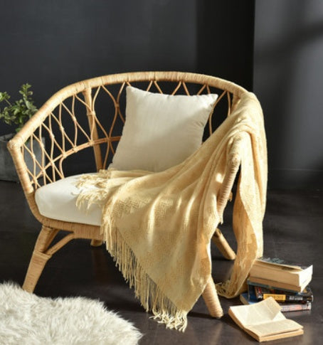 Fringed Knitted Small Blanket Napping Blanket Sofa Blanket EX-STOCK Canada 