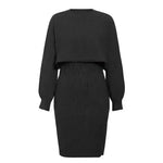 Women 2pcs Winter Outfit Cashmere dress Cropped Pullover top - EX-STOCK CANADA