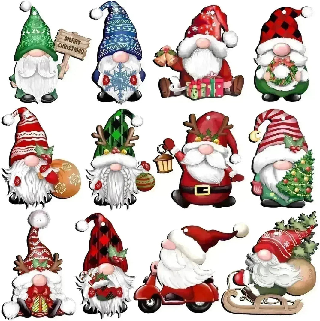 24 pezzi Ornamenti per legno di legno di Natale