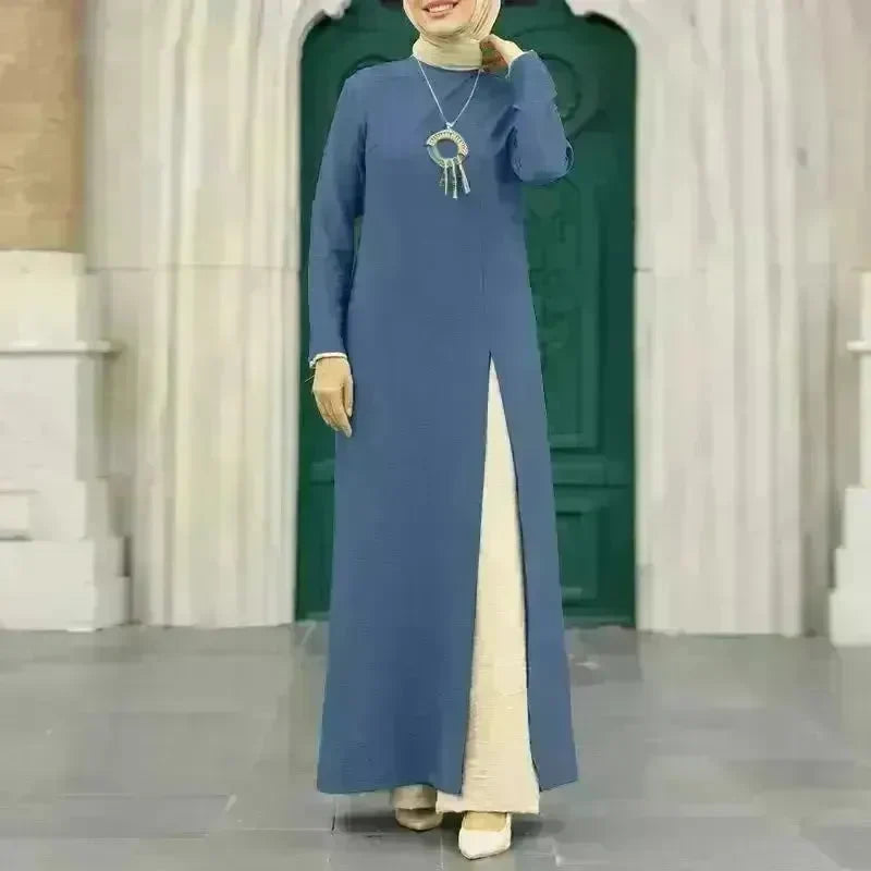 ArabWomen Plain Split Long sleeve Abaya Dress - EX-STOCK CANADA