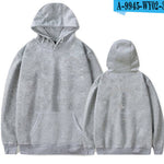 Gray hoodie shown from front and back on a white background