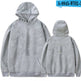 Gray hoodie shown from front and back on a white background