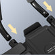 Close-up of a black robotic arm or industrial manipulator arm showing mounting hardware and yellow arrows indicating alignment or installation steps.
