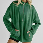 Media cremallera de la mujer Fashion Fashion Casual Ejercicio de sudadera de sudadera de gran tamaño