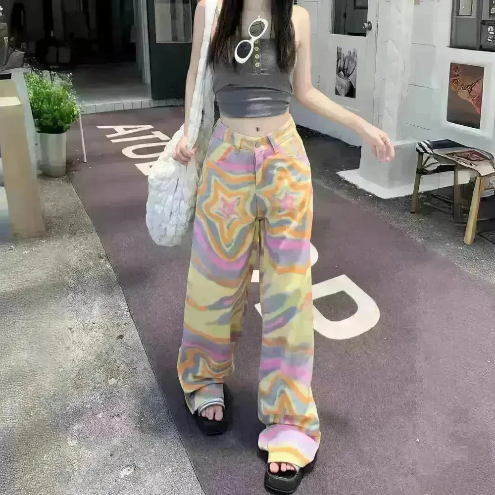 Real Shot American Retro High Street Graffiti XINGX Rendering Baggy Jeans Pant For Women - EX-STOCK CANADA