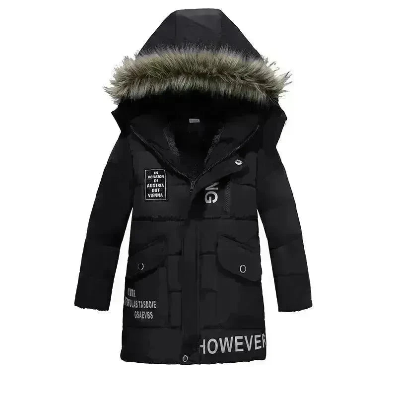 Winter Children's Trendy Cotton-padded Jacket Mid-length Letter Cotton-padded Coat - EX-STOCK CANADA