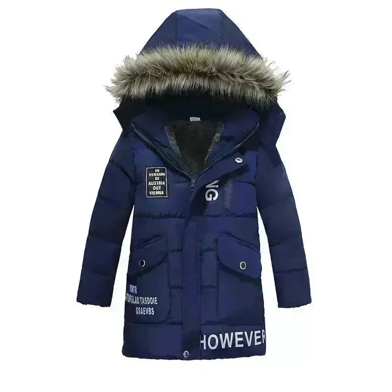 Winter Children's Trendy Cotton-padded Jacket Mid-length Letter Cotton-padded Coat - EX-STOCK CANADA